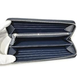 Prada-Prada Saffiano Long Wallet-Navy blue