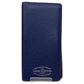 Louis Vuitton-Louis Vuitton Taiga Portefeuille Brazza NM M30389 Wallet-Blue