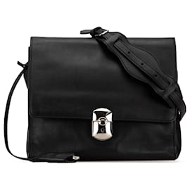 Balenciaga-Balenciaga Black Leather Padlock All Day Crossbody-Black