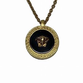 Collier Pendentif Méduse Versace Noir Doré