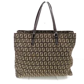Fendi-Fendi Zucca 8BH133 Tote Handbag-Brown