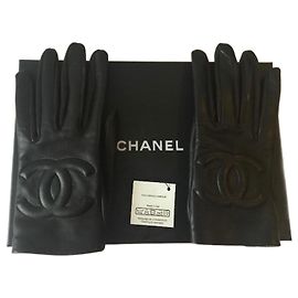 Chanel Lederhandschuhe Neu Schwarz
