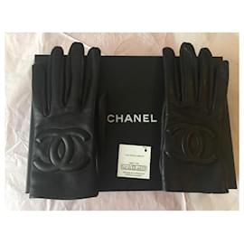 Chanel-Chanel leather gloves New-Black