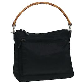 Borsa a mano in nylon nero e argento GUCCI Bamboo 000 0509 Auth ep5387 Nero Argento