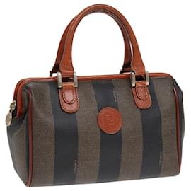 Fendi-FENDI Mini Sac à Main en Toile Pécan Marron Noir Or Auth yk14400-Marron,Noir,Doré