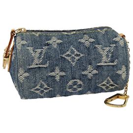 LOUIS VUITTON Monogram Denim Trousse Speedy Pouch Blue M95082 LV Auth 87601A Blue