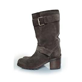 Autre Marque-Free Lance, biker boots in grey suede-Grey