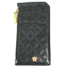 Versace Black Leather Coin Purse Black