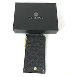 Versace-Versace Black Leather Coin Purse-Black