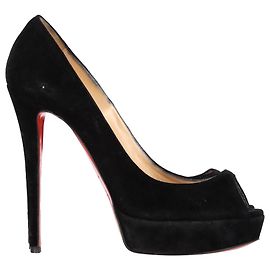 Escarpins Lady Peep de Christian Louboutin en daim noir Noir