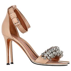 Givenchy Crystal Embellished Ankle Strap Sandals in Beige Leather  Beige