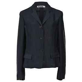 Jil Sander Raw Edge Single-Breasted Blazer in Navy Blue Viscose Blue Navy blue