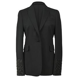 Akris Punto einreihiger Blazer mit bestickten Manschetten aus schwarzer Wolle Schwarz