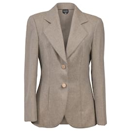 Giorgio Armani-Giorgio Armani Single-Breasted Blazer in Beige Cashmere-Beige