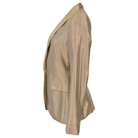 Dolce & Gabbana-Dolce & Gabbana Single-Breasted with Four Pockets Blazer in Brown Satin-Brown