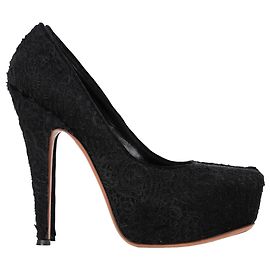 Zapatos de plataforma de encaje Alaïa Azzedine en algodón negro Negro