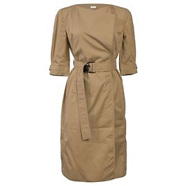 Vestido trench con cinturón de manga 3/4 Akris en algodón marrón Castaño