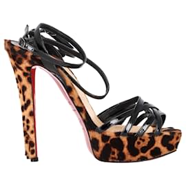 Christian Louboutin-Christian Louboutin Platforms Strap Sandals in Animal Print  Pony Hair-Other