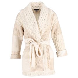 Alanui Sprechender Gletscher Cardigan aus Beiger Wolle Beige
