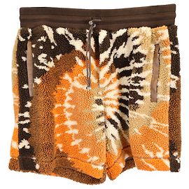 Shorts de moletom marrom com cordão e detalhes em couro Amiri, com pernas largas e tie-dye Marrom Vermelho