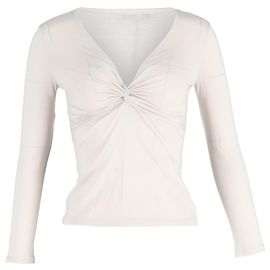 Loro Piana Knotenfront-Top aus cremefarbener Baumwolle Weiß Roh