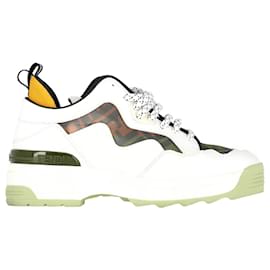 Fendi-Fendi Logo Low-Top Sneakers in White Leather-White
