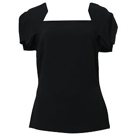Roland Mouret Limited Edition Top mit quadratischem Ausschnitt und Puffärmeln aus schwarzer Viskose Schwarz