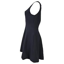 Dior-Christian Dior Panelled Square-Neck Mini Sleeveless Flare Dress in Navy Blue Viscose-Blue,Navy blue