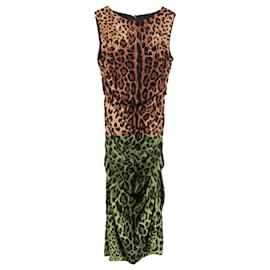 Dolce & Gabbana-Dolce & Gabbana Midi Length Dress in Animal Print Silk-Other