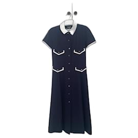Chanel-1993 Runway Navy Blue Dress Coat 36-Navy blue