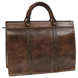 Berluti Calligraphy Handtasche aus braunem Leder mit silberner Auth bs17092 Braun Silber