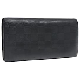 Louis Vuitton-LOUIS VUITTON Damier Infini Portefeuille Brazza Wallet Black N63010 Auth bs17104-Black