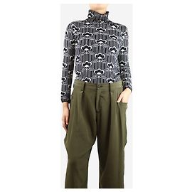 Prada Schwarzer floral Jacquard Rollkragenpullover - Größe UK 10 Schwarz