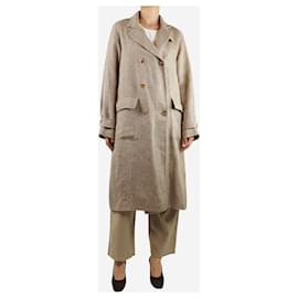 Ralph Lauren-Brown double-breasted herringbone coat - size UK 8-Brown