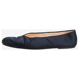 The row Navy Satin Ballerinas - Größe EU 40 Blau