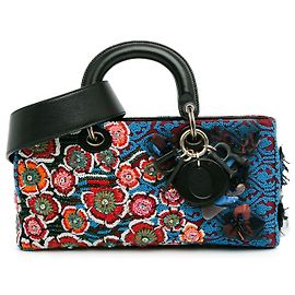 Dior Azul Medio Cinta Bead Bordado Floral Dama D Joy Azul