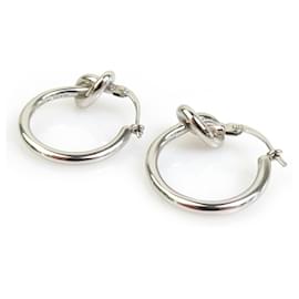 Céline-Celine Silver Hoop Earrings-Silvery