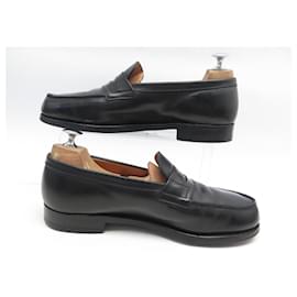 JM Weston-VINTAGE SHOES JM WESTON LOAFERS 180 6C 40 IN BLACK LEATHER-Black