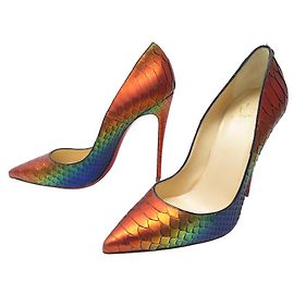 NINE CHRISTIAN LOUBOUTIN SO KATE PYTHON LEATHER RAINBOW 39 SHOES Multiple colors