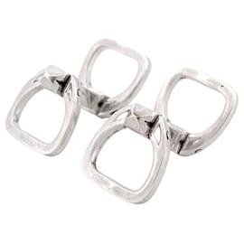 Hermès-VINTAGE HERMES ETRIERS LENFANT SILVER CUFFLINKS 12GR-Silvery