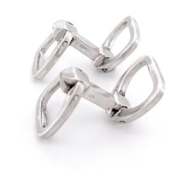 Hermès-VINTAGE HERMES ETRIERS LENFANT SILVER CUFFLINKS 12GR-Silvery