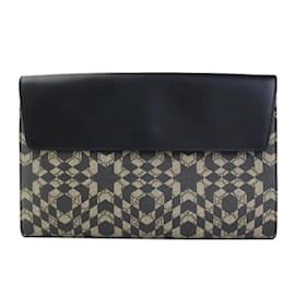Gucci-Gucci GG Supreme Leather Clutch Bag-Brown,Black