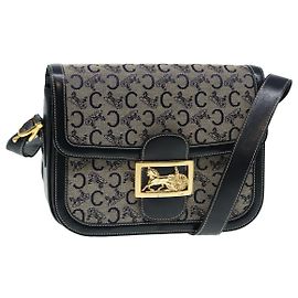 Céline Borsa a Spalla CELINE C Sulky Navy Gold Auth ep5332 D'oro Blu navy