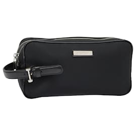 Burberry-BURBERRY Second Bag Nylon Leather Black Silver Auth bs16972-Black,Silvery