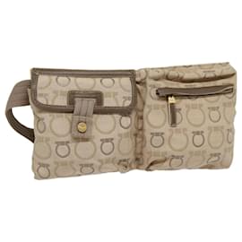 Salvatore Ferragamo-Salvatore Ferragamo Waist bag Canvas Beige Gold Auth ki4753-Beige,Golden
