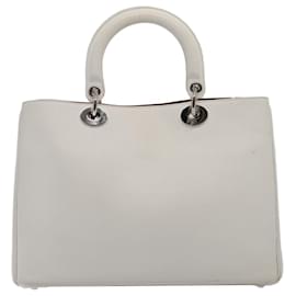 Christian Dior-Christian Dior Hand Bag Leather 2way Silver White Auth ep5275A-Silvery,White