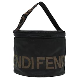 Fendi-FENDI Vanity Pouch Canvas Black Gold Auth bs17207-Black,Golden
