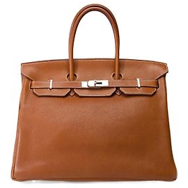 Hermès HERMES Birkin 35 Bag in Golden Leather - 102055 Golden
