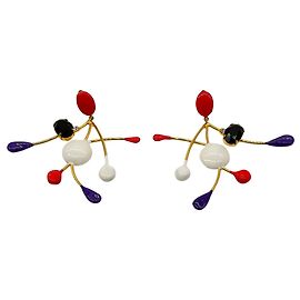 Boucles d'oreilles clip-on en émail Marni rouge / blanc / violet Multicolore