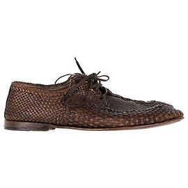 Sapatos Derby trançados com cadarço Dolce & Gabbana em couro de bezerro marrom Marrom